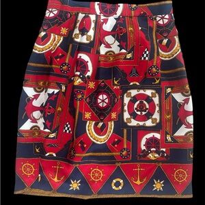 Talbots Red, Navy & White Nautical-Print Skirt
